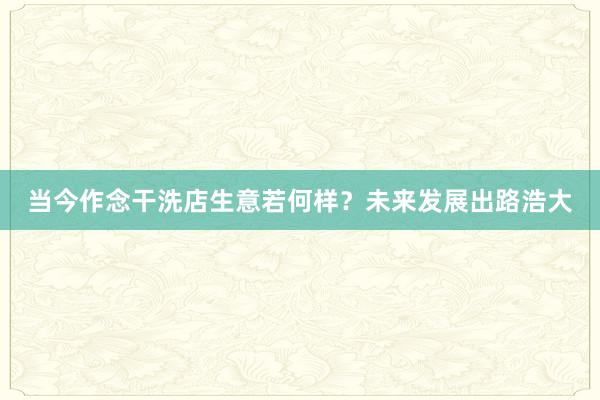 当今作念干洗店生意若何样？未来发展出路浩大
